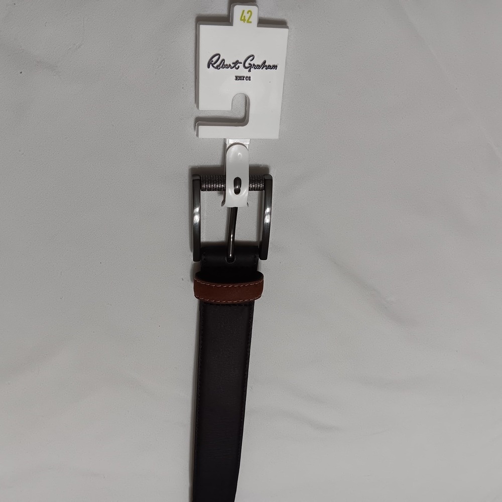 Robert Graham Men's Ripaso Black Genuine Leather Belt‎ Size 42 - Picture 3 of 15
